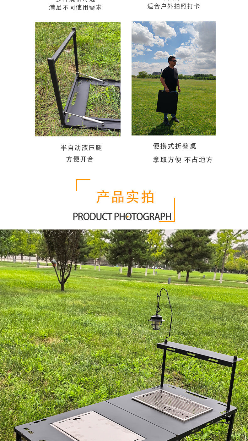 Camping Table Two Units IGT Hydraulic Rod Tactical Table Folding Tea Table Multifunctional Detachable Barbecue Table Outdoor