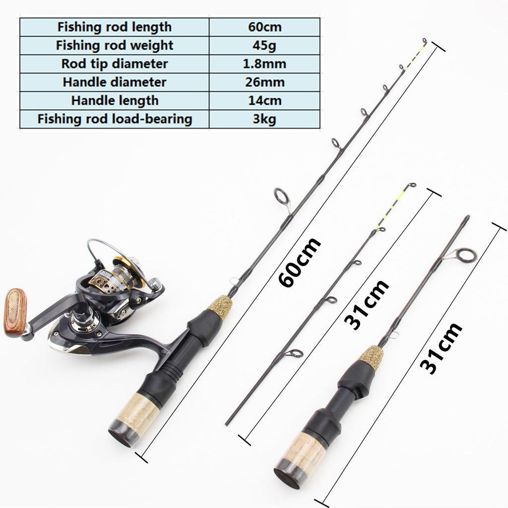 60cm Double Tip Ice Fishing Winter Fishing Set FBA Overseas Warehouse Fishing Gear European and American Hot-Selling Ice Fishing Rod