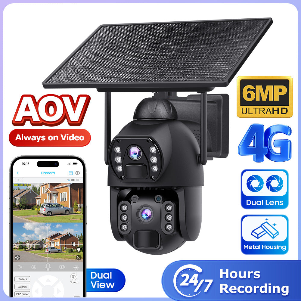 New Product AOV Low Frame Rate All Day Recording Surveillance4G Hd600MP Solar-powered Gun Ball Linked Camera