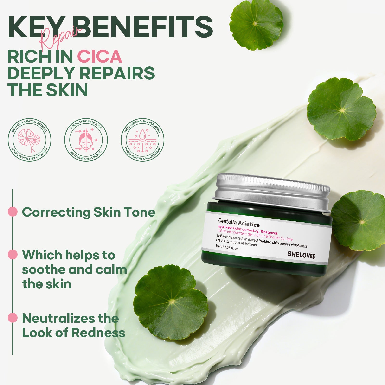 New Centella Asiatica Soothing Repair Essence Cream Corrects Redness and Conceals Skin Tone cica Cream