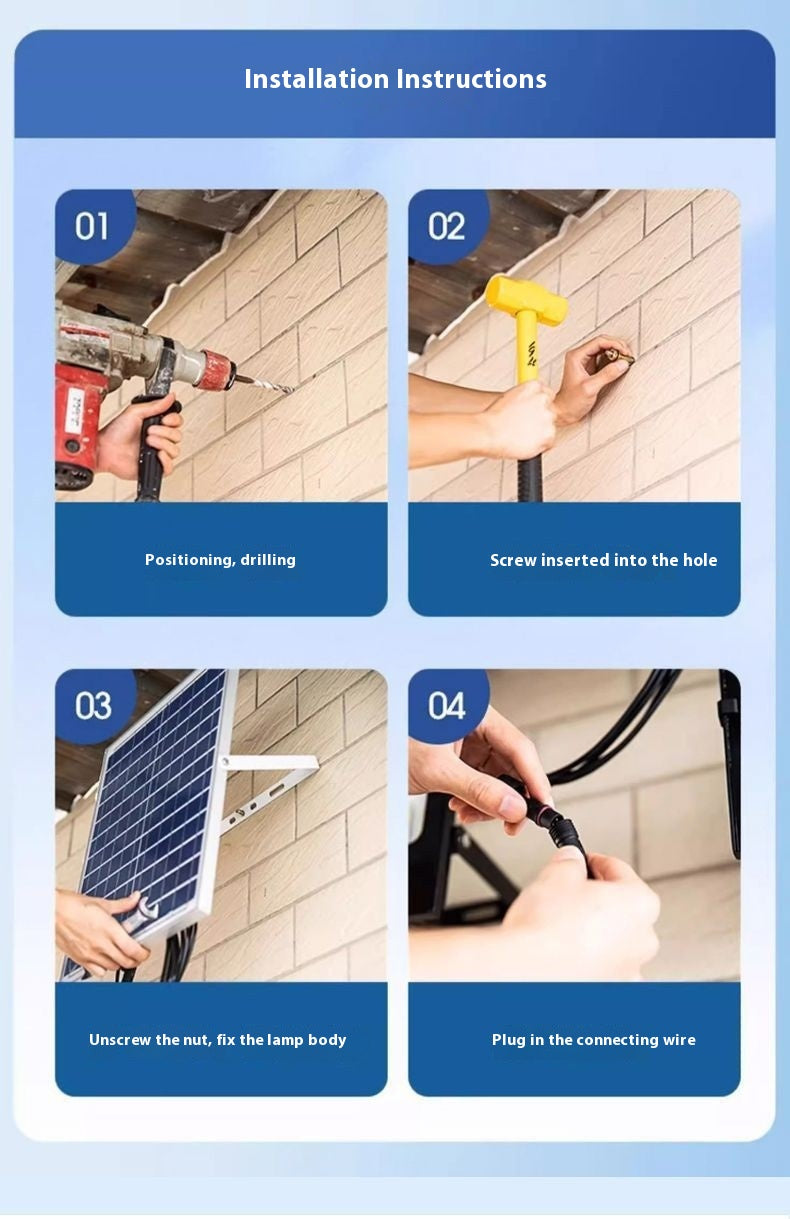 High Power LED Lighting Solar Garden Street Floodlight High-quality Outdoor Lighting Suitable for Roads IP65 Protection Level