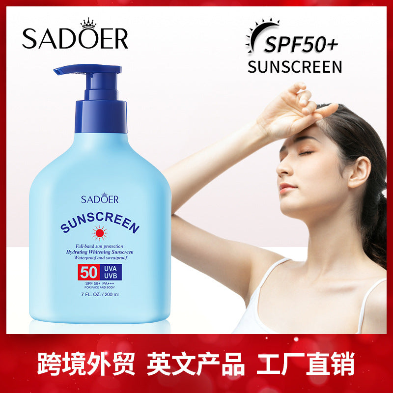 Sunscreen SADOER Hydrating, moisturizing, whitening, refreshing, UV protection sunscreen lotion for cross-border foreign trade wholesale