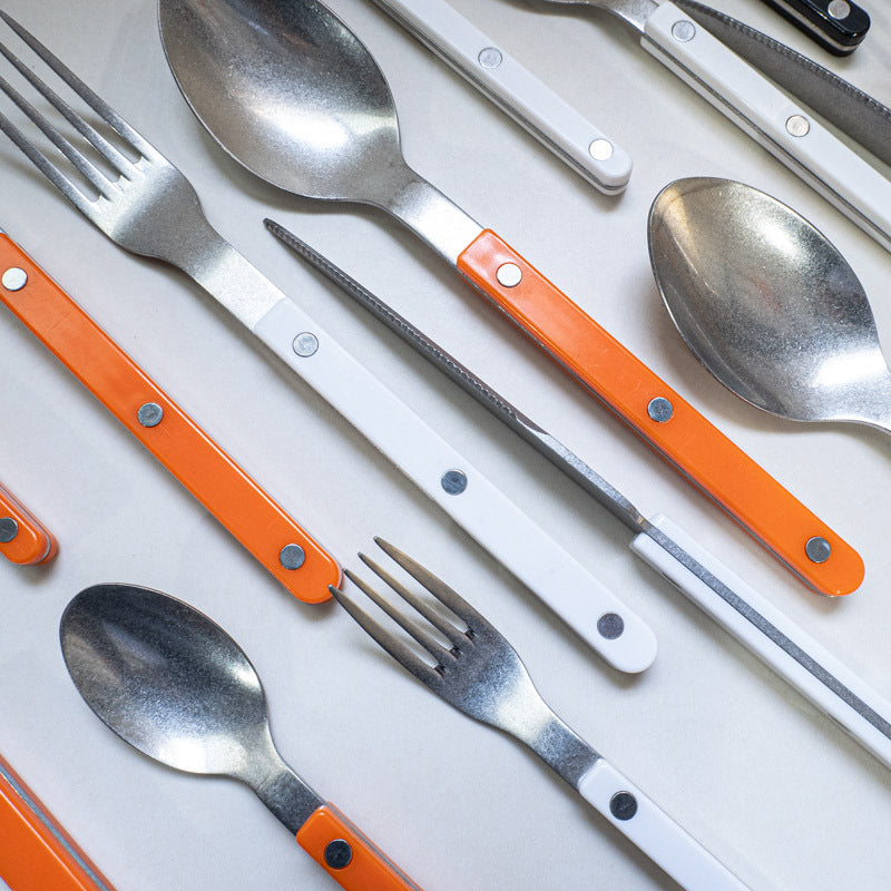 ins Western Dining Tableware ABS Rivet Handle Creative Korean Tableware Clip Handle304Stainless Steel Tableware Snowflake Distressed