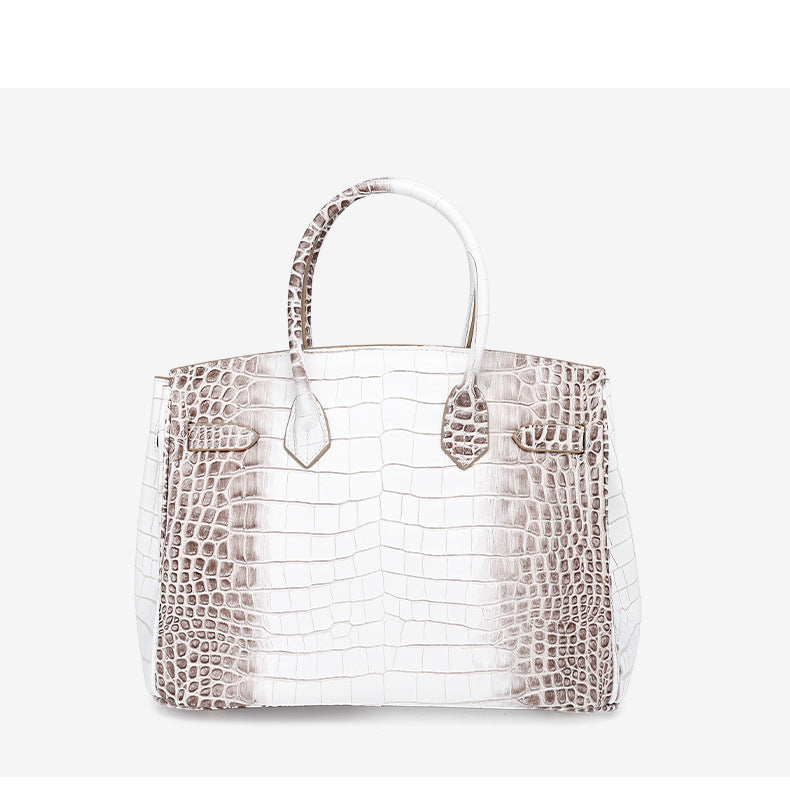 European and American New Style Platinum Bag Crocodile Pattern Women Genuine Leather High-end Fashion Women's Bag Single Shoulder Crossbody Large Capacity Handbag