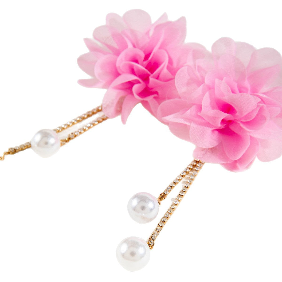 European and American Style Exaggerated Imitation Pearl Tassel Flower Earrings Fresh and Elegant Temperament Earrings for Women