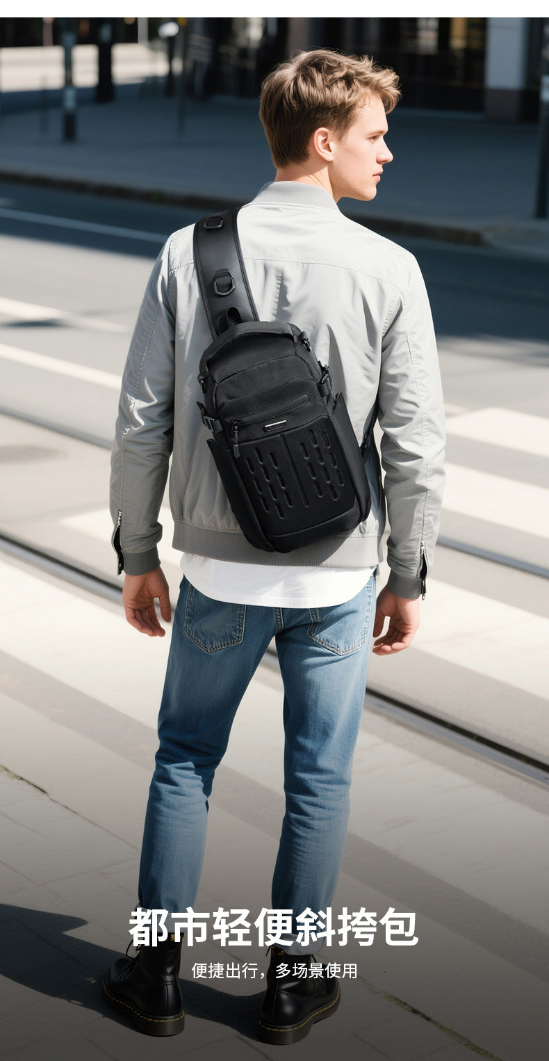 OZUKO Men's Chest Bag Waterproof Multifunctional Crossbody Bag Trendy Portable Small Backpack Large Capacity Single Shoulder Men's Bag