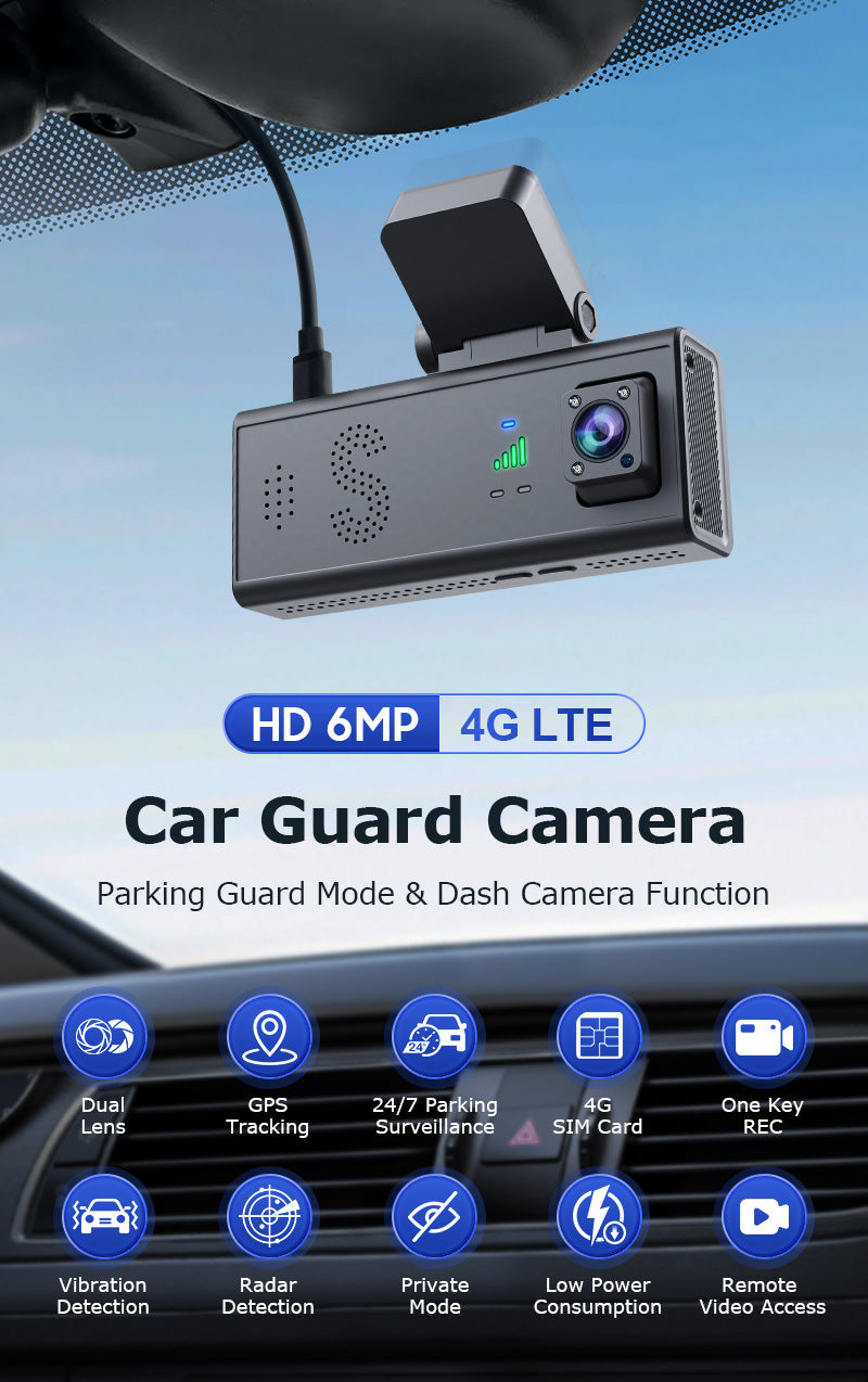 Factory Private Model600Wan Gaoqing4G Double Lens GPS Positioning Vehicle Parking Monitoring Camera Recorder