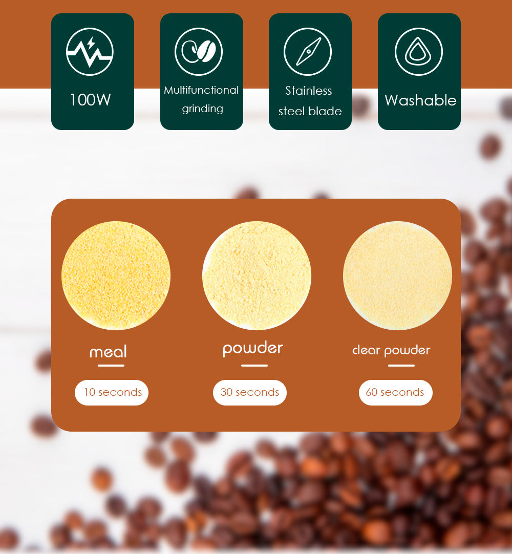 Electric Bean Grinder Dry Grinder Lightweight Household Grinding Cup Portable Coffee Bean Grinder