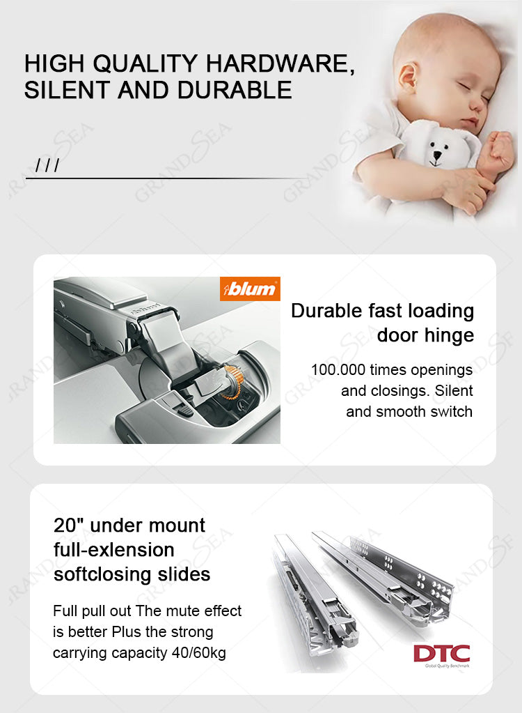 Modern European Wall Mounted Bathroom Furniture Wood Vanity Cabinet Set With Double Sink