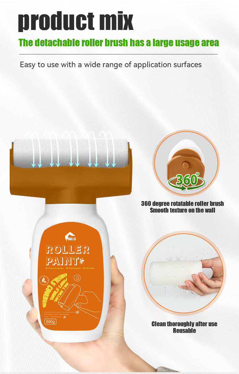 Large Roller Paint for Walls Water-Based Odorless Household White Wall Graffiti Stain Color Change Covering Latex Paint