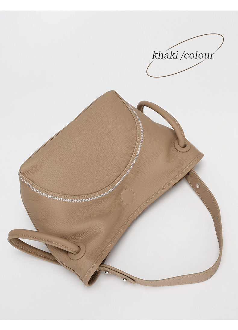 Niche Design Commuter Basket Handbag Tote Bag2024New style lazy style single shoulder bag, soft leather crossbody bag for women