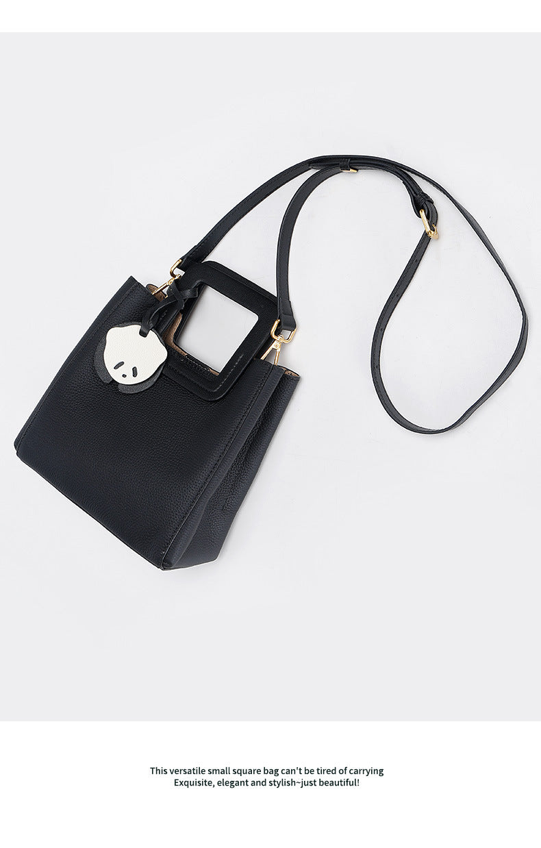 Light Luxury French Style Handheld Small Square Bag for Women, Versatile Shoulder Bag with Small Pendant, Commuter Tote Bag