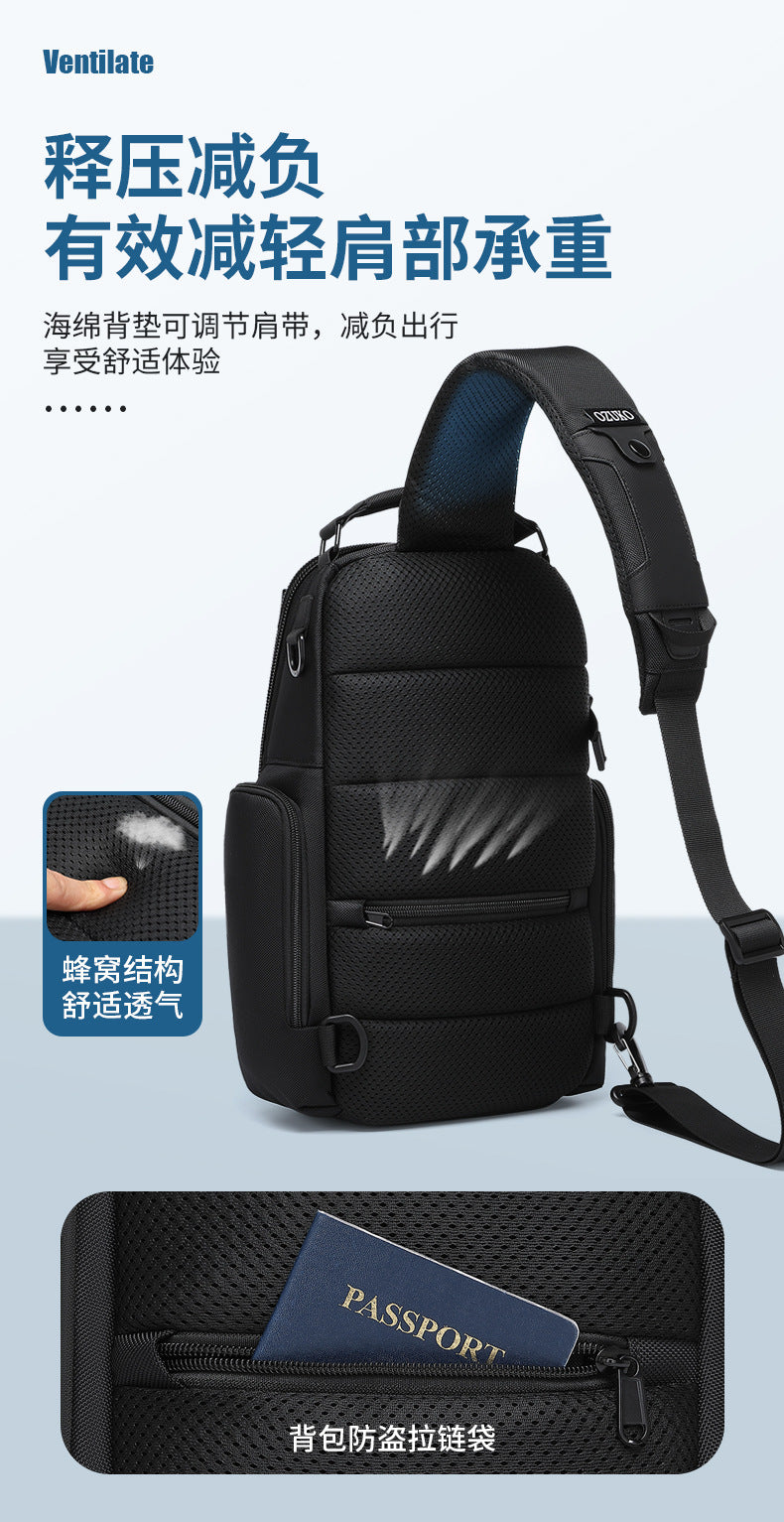 Trendy Men's Chest Bag Crossbody Bag Lightweight Multifunctional Waterproof Travel Portable Sling Bag Casual Men's Bag High-end Feel