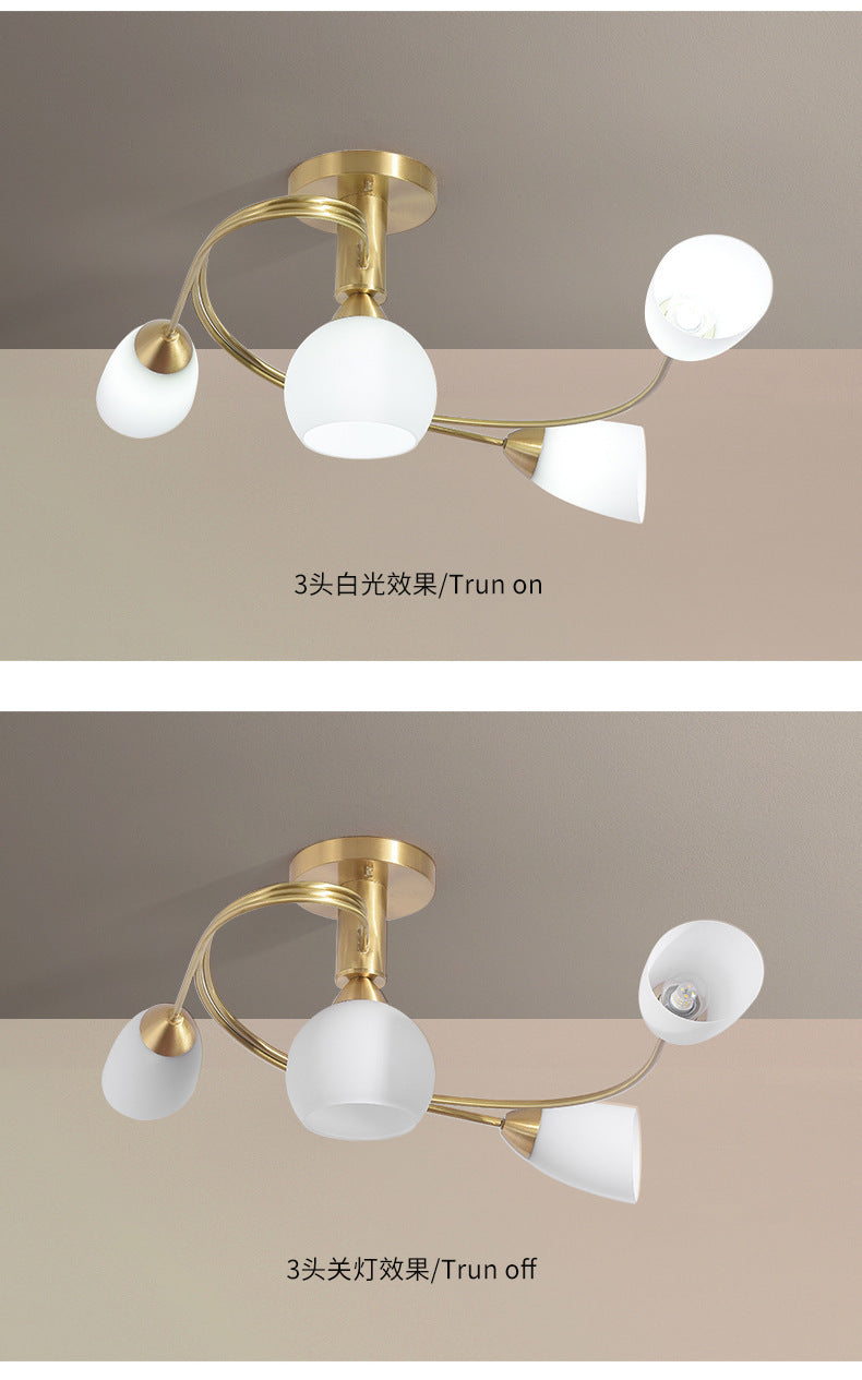 All-Copper Small Living Room Lamp Nordic Light Luxury Dining Room Copper Lamp Post-Modern Personality Creative Molecular Lamp Study Bedroom Lighting