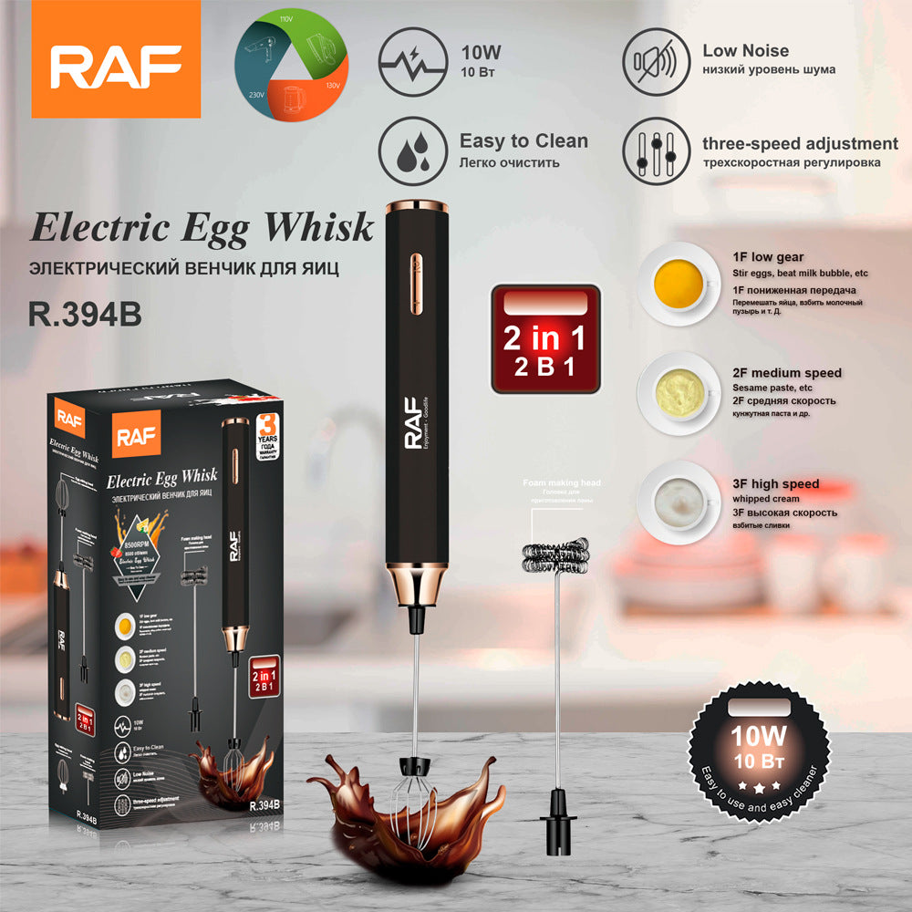 RAF Cafe Electric Milk Frother Milk Stirrer Whisk Egg Beater Coffee Frother Home Use 2-in-1