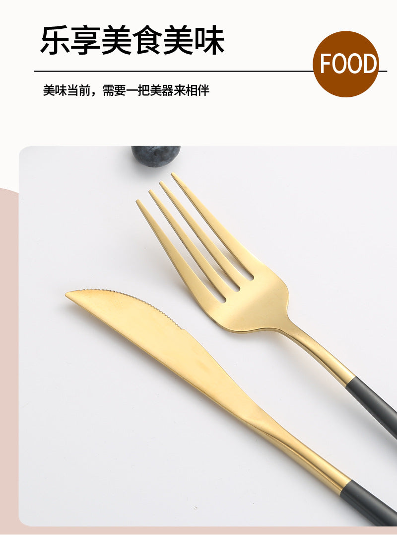 410Stainless Steel Cutlery Western Steak Knife Fork Spoon6People Serving Hotel Restaurant Portugal24Piece Suit