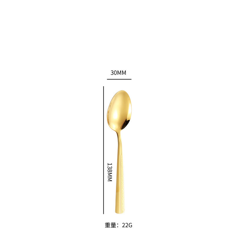410Stainless Steel Tableware Hotel Restaurant Sand Texture Knife Fork Spoon Tea Spoon24Set of gold Western Steak Knives and Forks