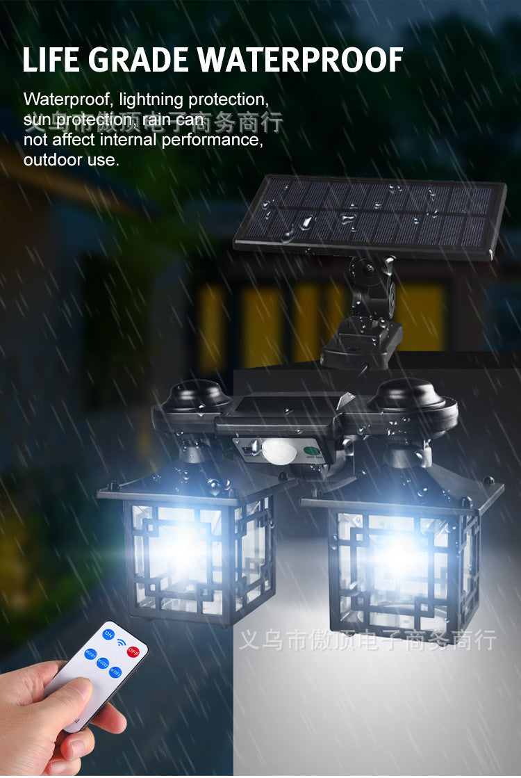New Double-Head Retro Solar Ground Plug Light Human Body Sensing Split Light Home Wall Lighting Remote Control Light