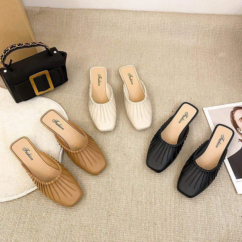 Lazy Closed-Toe Half Slippers for Women, All-Season Outdoor Waterproof Trendy Shoes, Korean Style Versatile Fashion Single Shoes, Women's Sandals