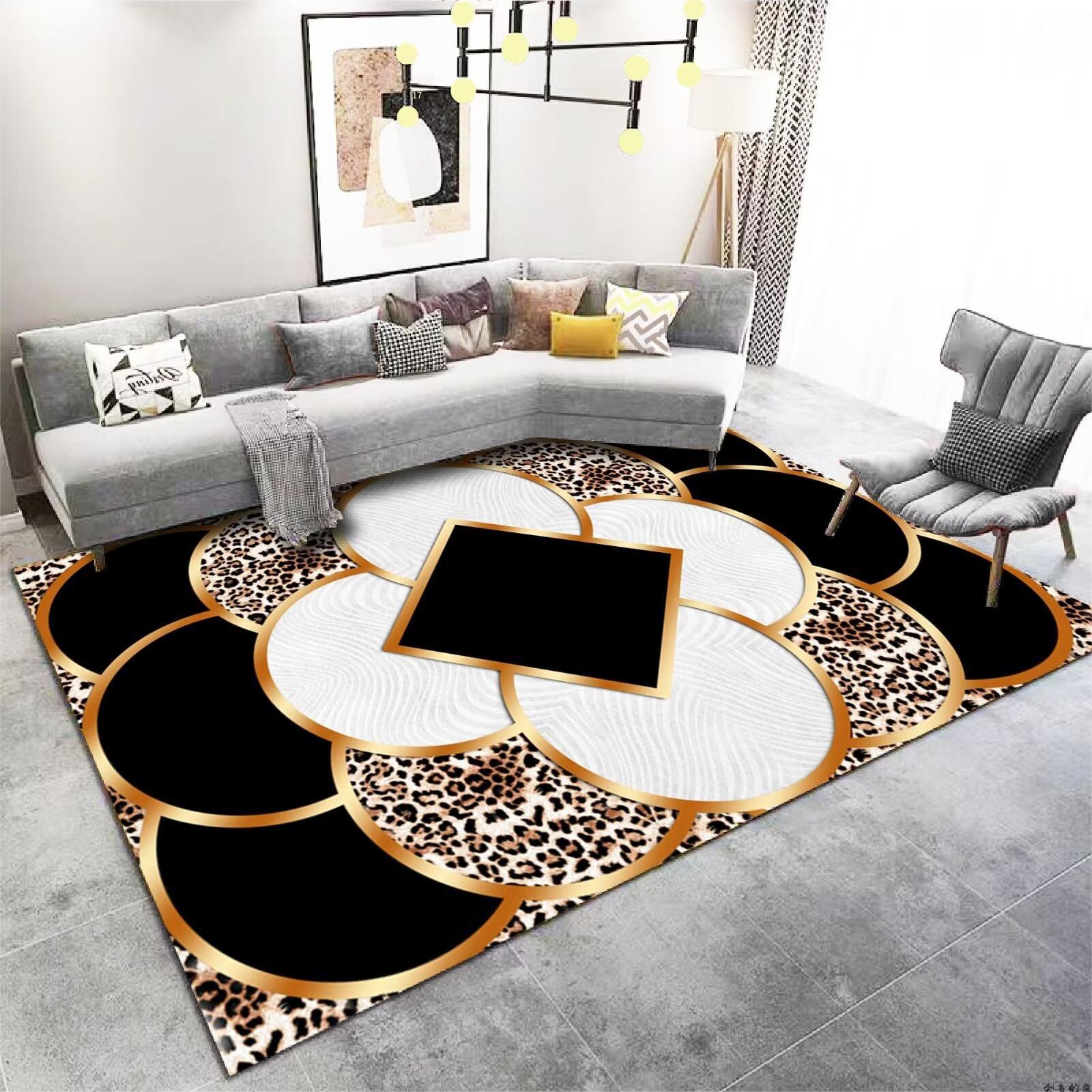 Crystal Velvet Carpet Full Coverage Living Room Non-Slip Coffee Table Rug Chinese Classical Home Bedroom Bedside Rug One Piece Dropshipping