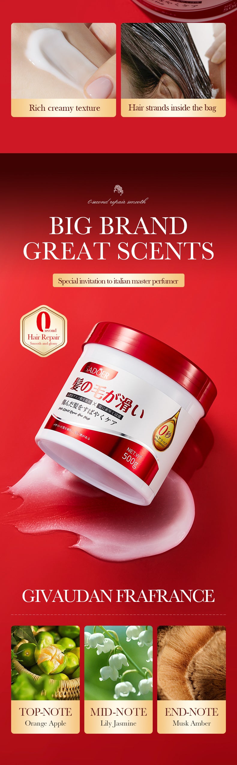 Nourishing Hair Mask500gSADOER0Repair Smooth Moisturizing Nutritional Hair Conditioner Wholesale