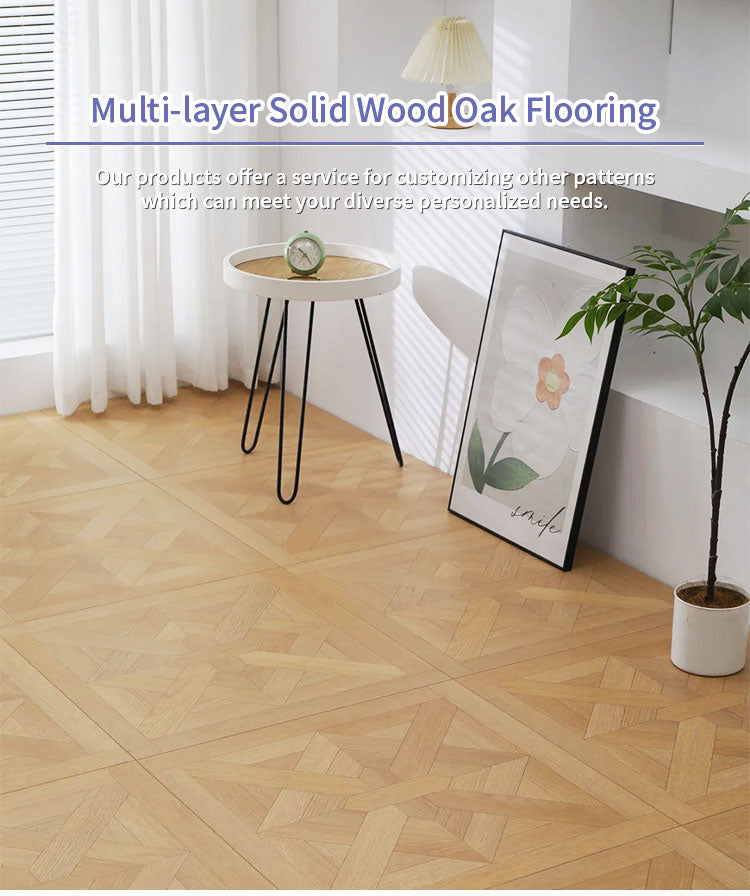 15mm Custom Solid Wood Oak Parquet Flooring | Multi-Layer Engineered Panels Waterproof for Gym Outdoor Living Room Boutique