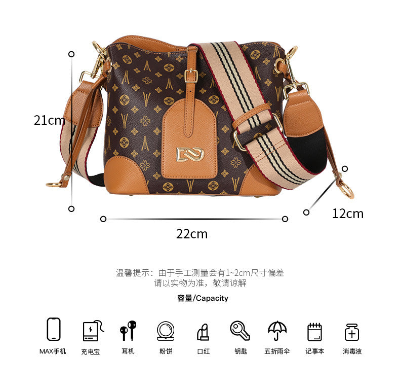 Trolis New Trendy Fashion Retro Bucket Bag Color-Block Personality Stylish Handbag High-Quality Crossbody Bag