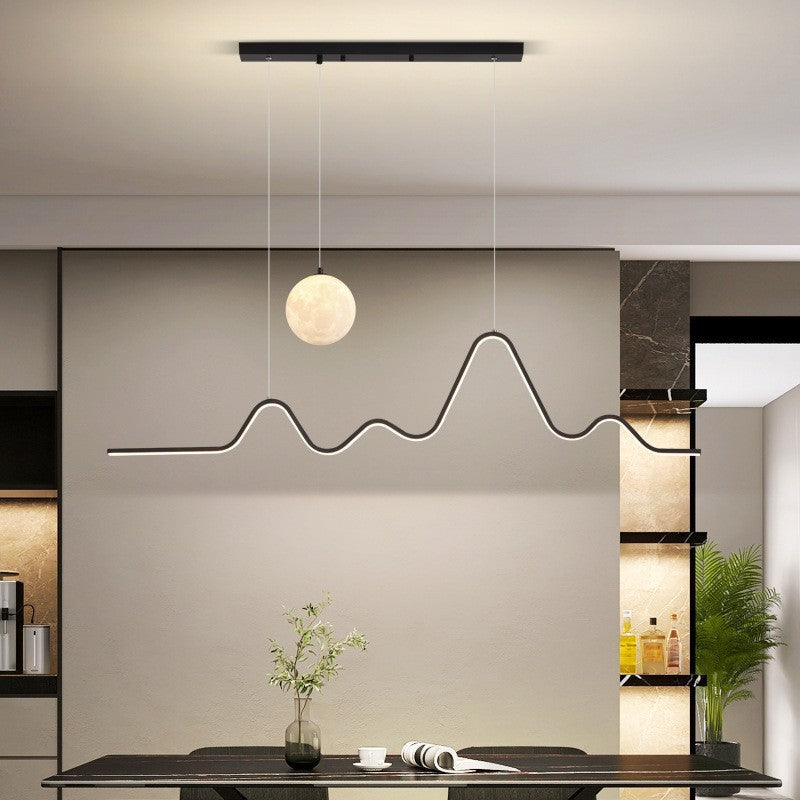 Restaurant Pendant Light Luxury Dining Room Table Bar Counter Lighting Modern Minimalist Moon Lamp Minimalist Long Strip Restaurant Light