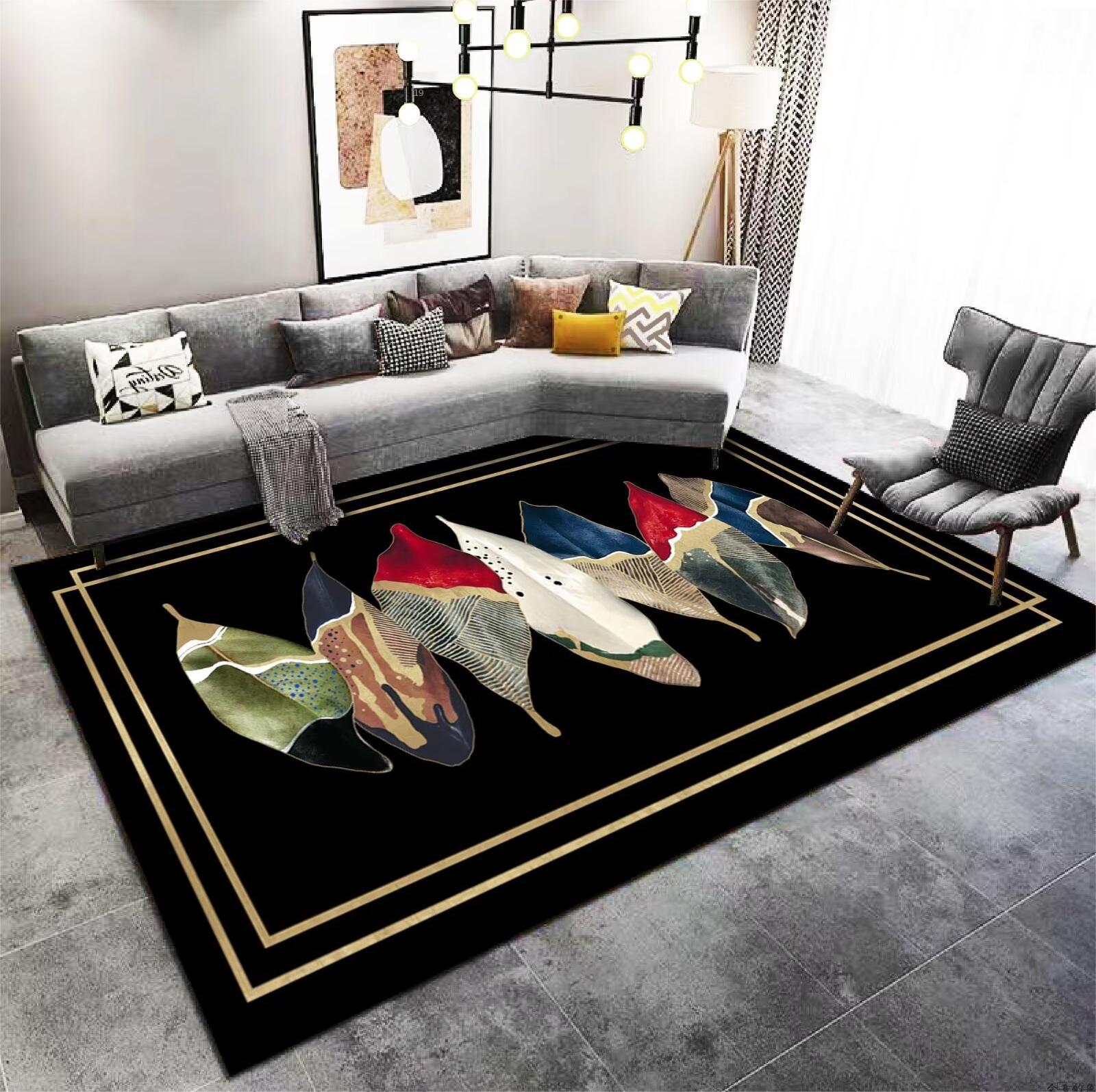 Carpet for Living Room, Stain-Resistant, Easy to Clean, Light Luxury Sofa Coffee Table Rug, Household Crystal Velvet Bedside Non-Slip Bedside Rug Wholesale
