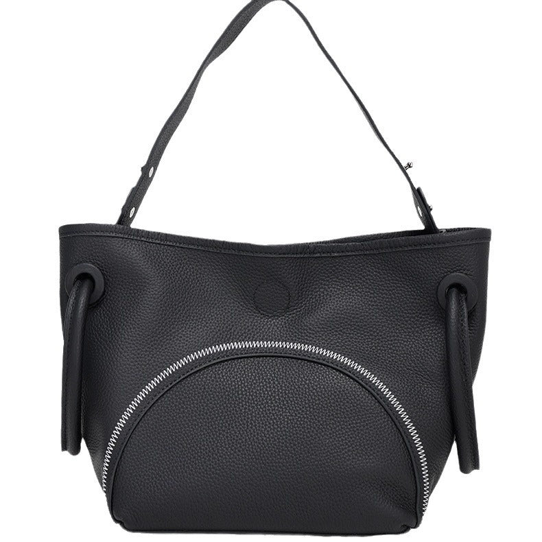 Niche Design Commuter Basket Handbag Tote Bag2024New style lazy style single shoulder bag, soft leather crossbody bag for women