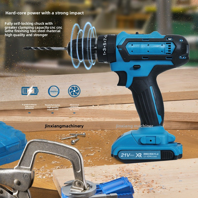 Hot Sale21V Three-Function Impact Lithium Electric Drill Household Tool Set48h Factory Direct Large Volume Great Price