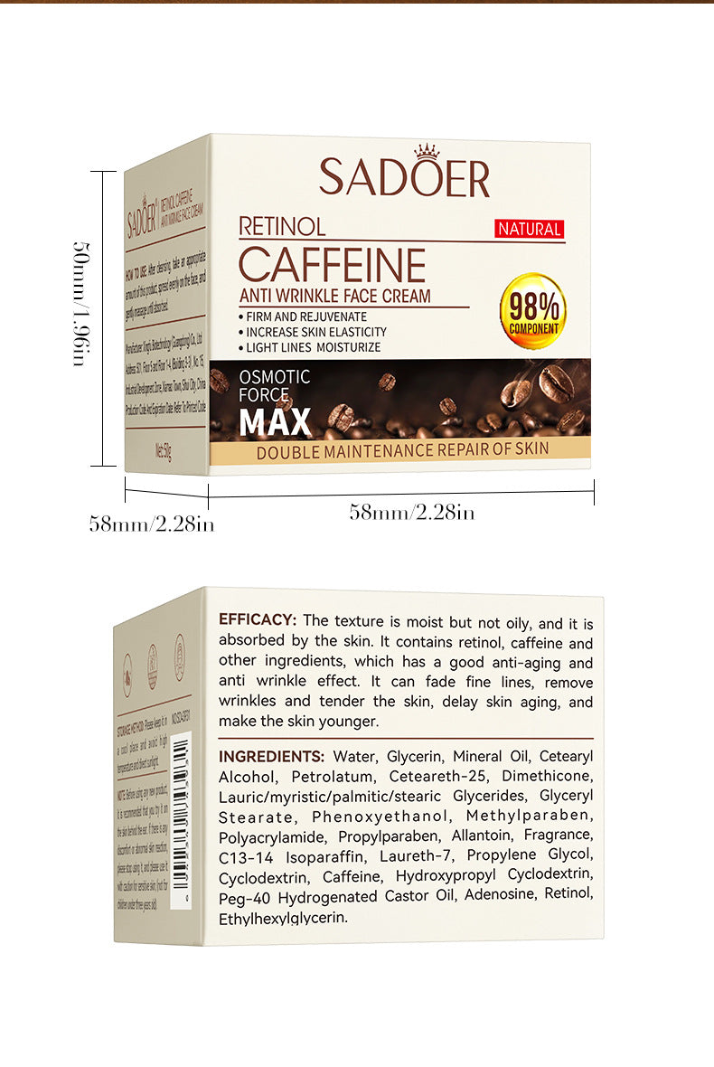 Retinol Caffeine Face Cream50g SADOER Hydrating Moisturizing Cream  Wholesale