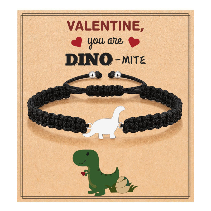 Dinosaur Spirit Power Bracelet Children's Gift Stretchable Adjustable Tail Bead Bracelet Card Small Dinosaur Woven Bracelet