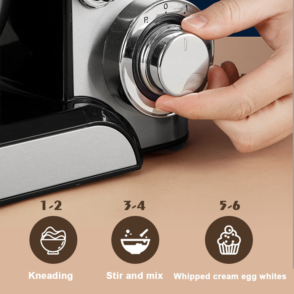 European Style New Household Fully Automatic Chef Machine Mixer Small Desktop Stainless Steel Dough Mixer Egg Beater5.8L
