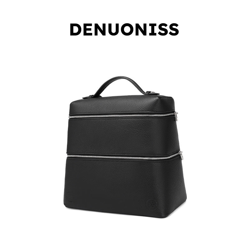 Korean Style Lunch Box Bag Insulated Bag ins Wind Backpack Women's Soft Leather Large Capacity High-end Simple College Style Backpack