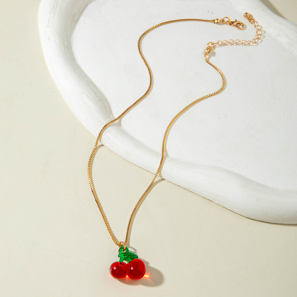 European and American Style Jewelry Light Luxury Imitation Pearl Cherry Necklace High-End Versatile Grass Multi-Layer Stacking Necklace Wholesale