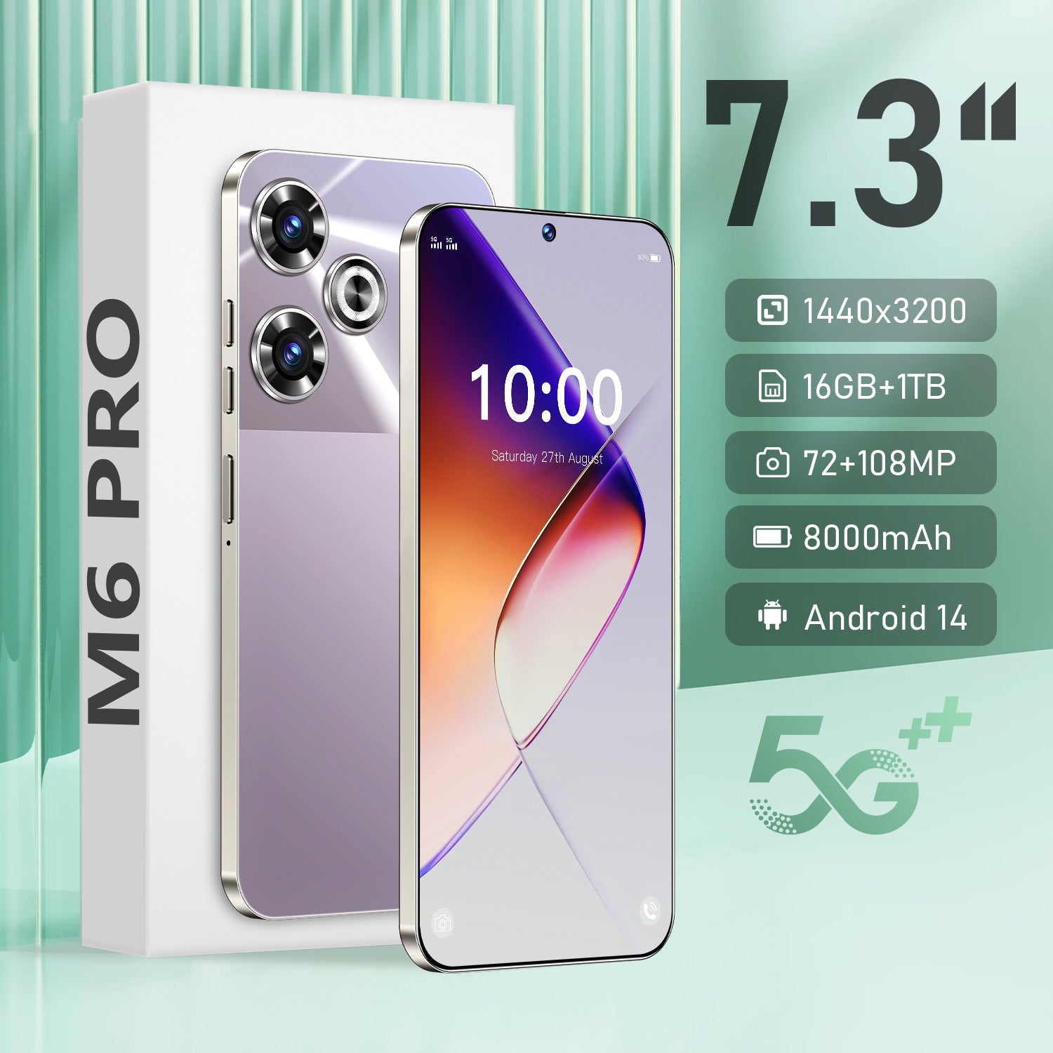 New Hot M6 PRO7.3Inch16+1T Android All-in-One Smartphone Source Available