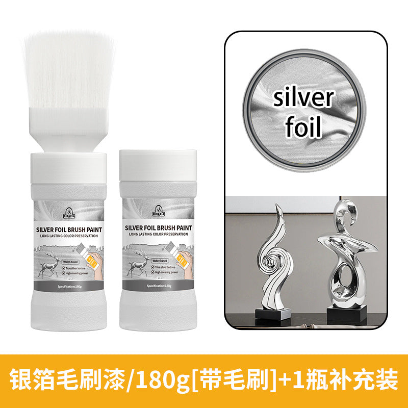 Water-based Silver Foil Paint Metallic Paint Iron Art Iron Gate Railing Renovation Anti-rust Paint with Brush Paint Manufacturer Silver Paint