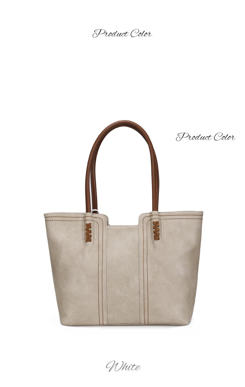 Korean Style2024New Fashionable and Elegant Simple Tote Bag Retro Large Capacity Mother-Daughter Bag for Women Shoulder Handbag Commuting