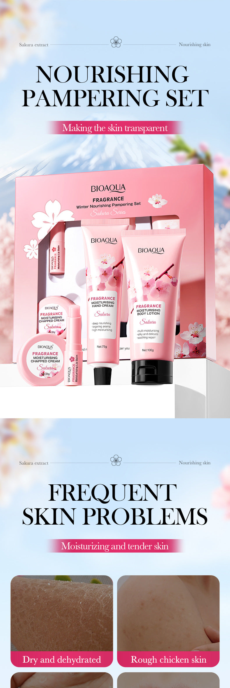 Sakura Series Winter Moisturizing Luxurious Set BIOAOUA Hydration Kit  Wholesale