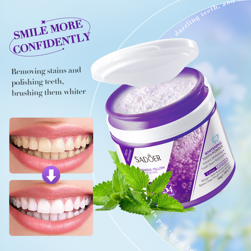 V34Toothpowder50g SADOER Whitening Deep Cleaning Whitening Teeth Cleaning Powder  Foreign Trade Wholesale