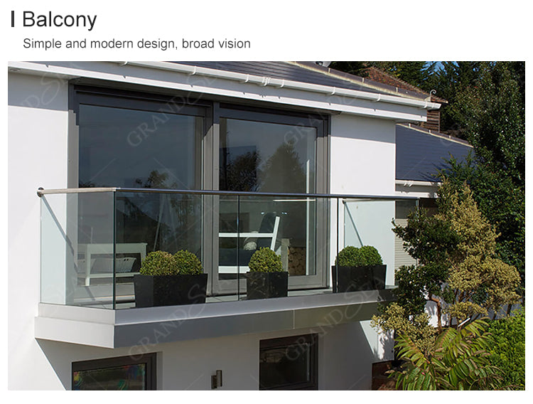Contemporary Design Aluminum Glass Clamp Balcony Balustrades Handrail for Apartment Use