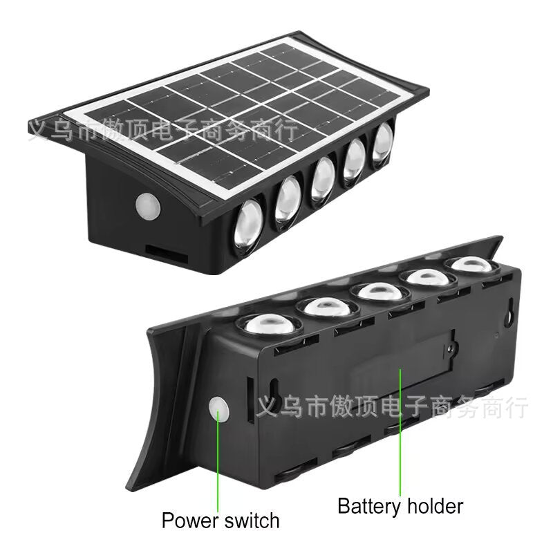 Solar wall light outdoor wall washer light with up and down illumination RGB Courtyard Decoration Waterproof Landscape Light LED Spotlight