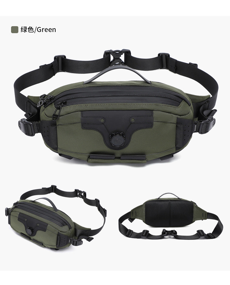 OZUKO Men's Chest Bag Crossbody Waist Bag Multifunctional Tactical Waterproof Portable Outdoor Cycling Trendy Brand High-end Bag