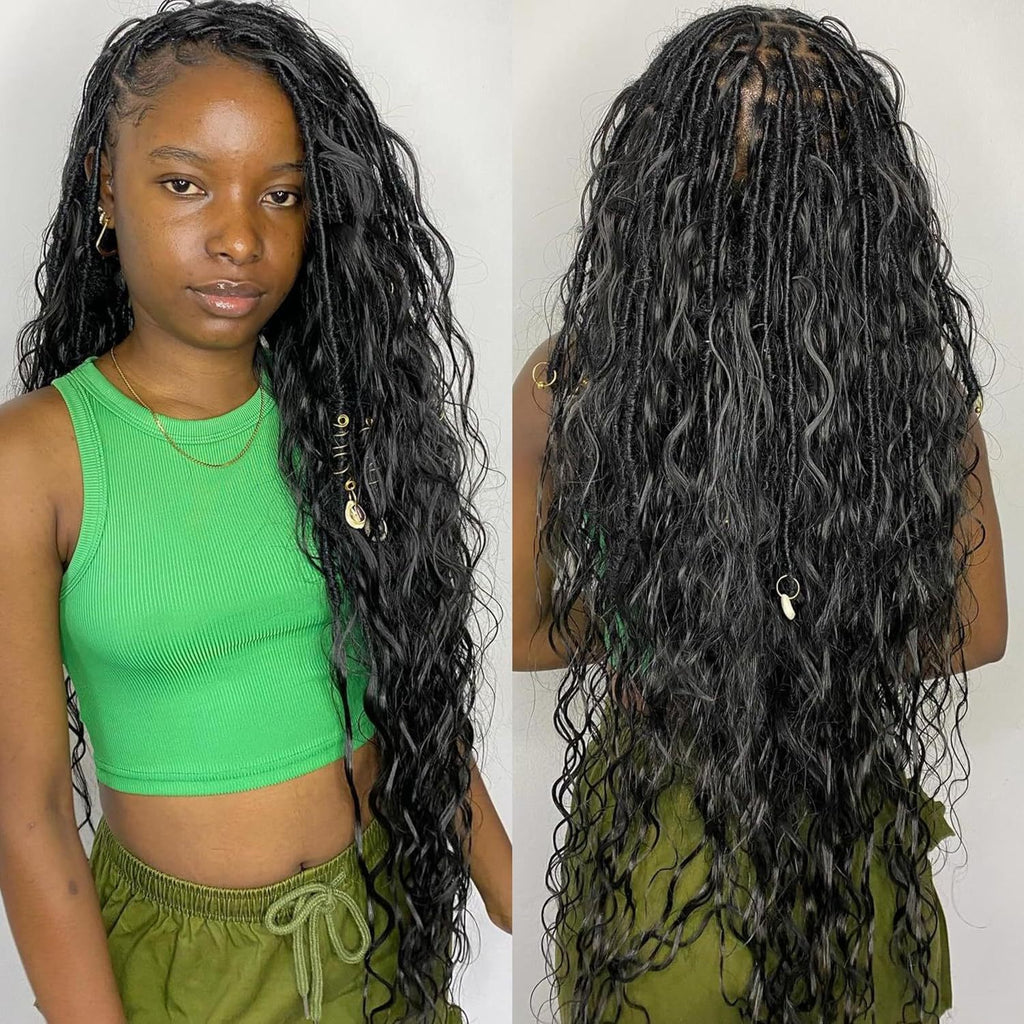 TEMU Hot-selling European and American Cross-border Synthetic Crochet Hair Extensions Straight and Curly Ends3Flowy Silk Lazy Style