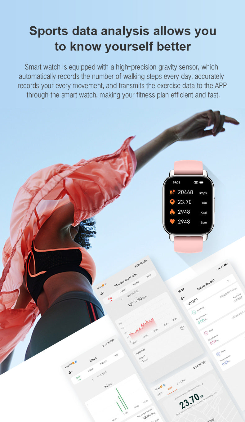 P66Smart Watch1.85inch Bluetooth call heart rate pedometer sleep monitor IP68Deep Waterproof Sports