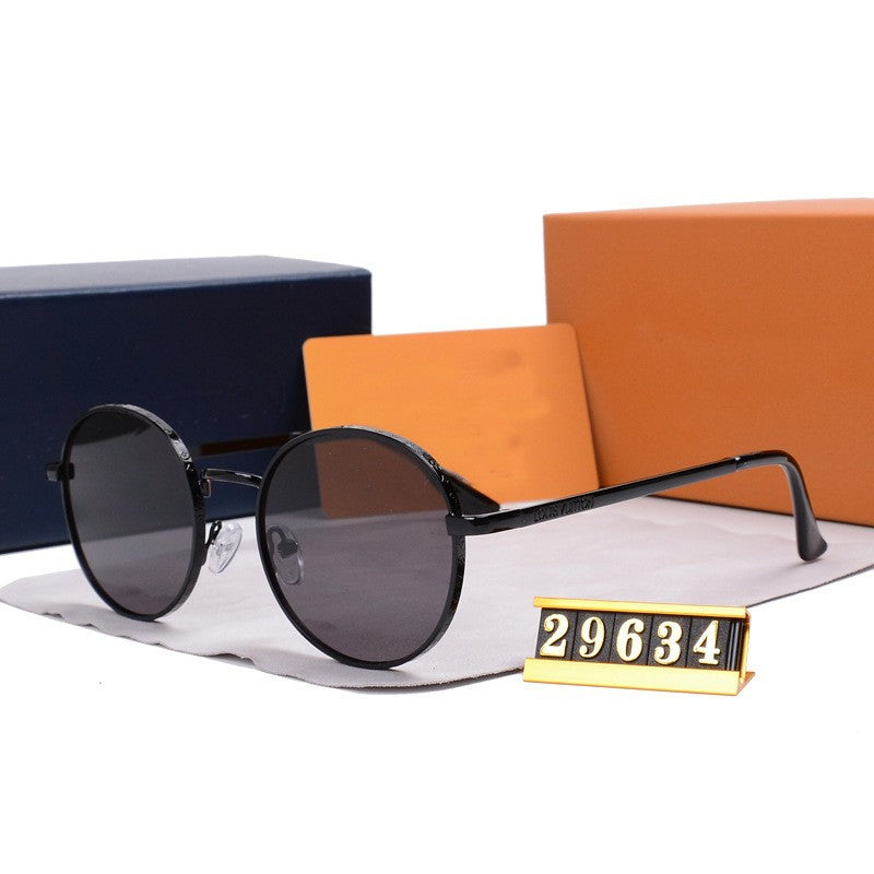 New Classic Retro Single Beam Leopard Head Decorative Sunglasses Men's Driving Metal Round Frame Sunglasses