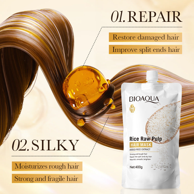 Rice Puree Hair Mask400gBIOAOUA Smooth and Fluffy Hair Conditioner  Wholesale
