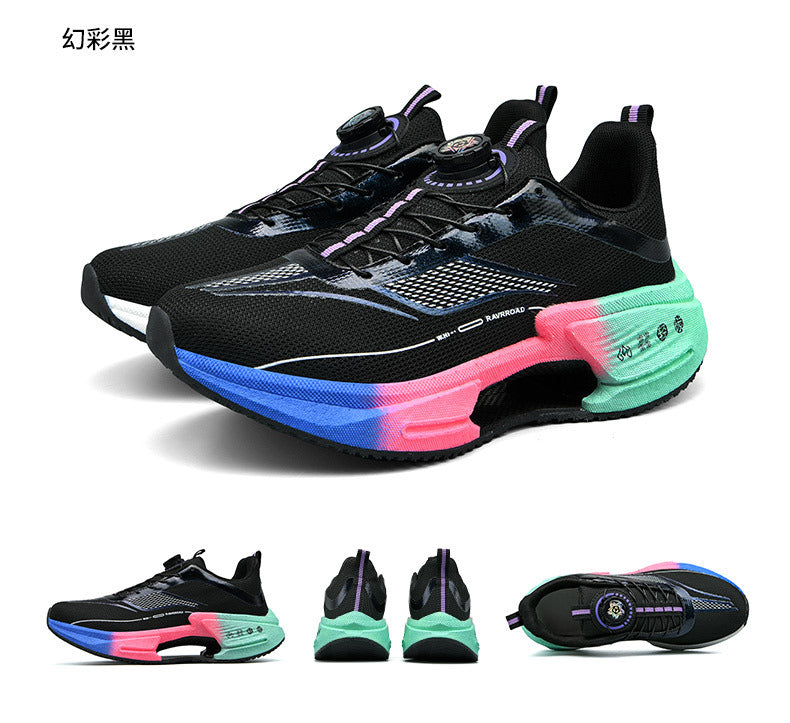 2025Men's and Women's Shock Absorption Breathable Non-Slip Sports Shoes Hollow Popcorn Carbon Plate Soft Sole Running Shoes Breathable Shock Absorption