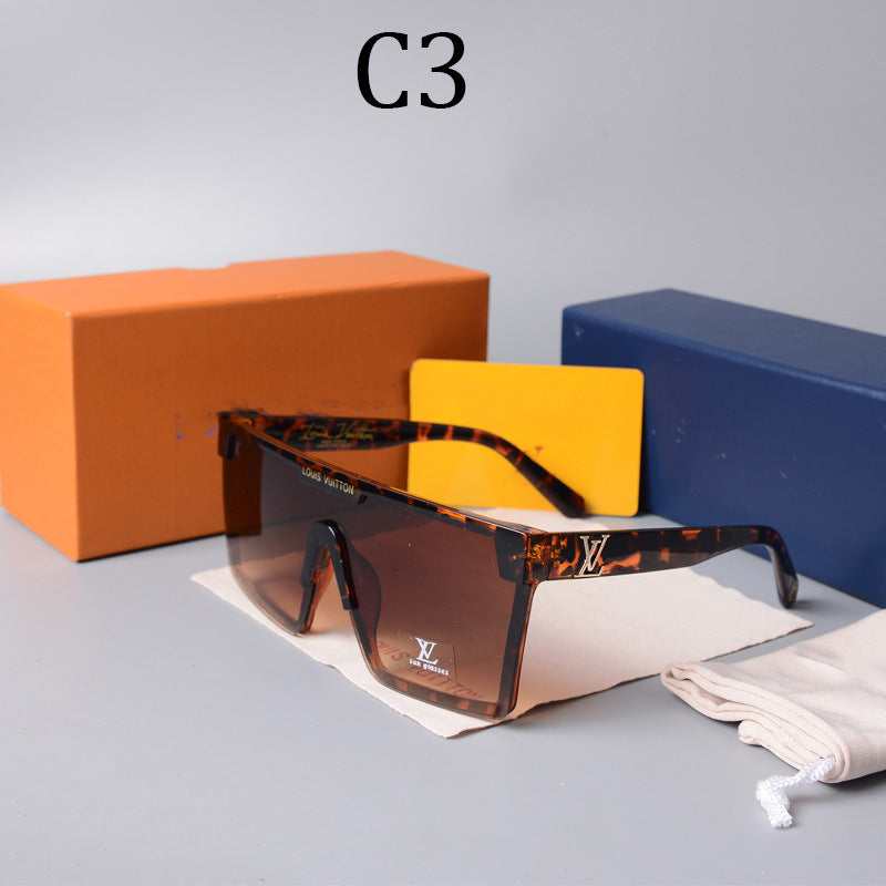 2022European and American Style Large Frame Integrated Half Frame Fashionable Personality Sunglasses for Men and Women One-piece Trendy Sunglasses